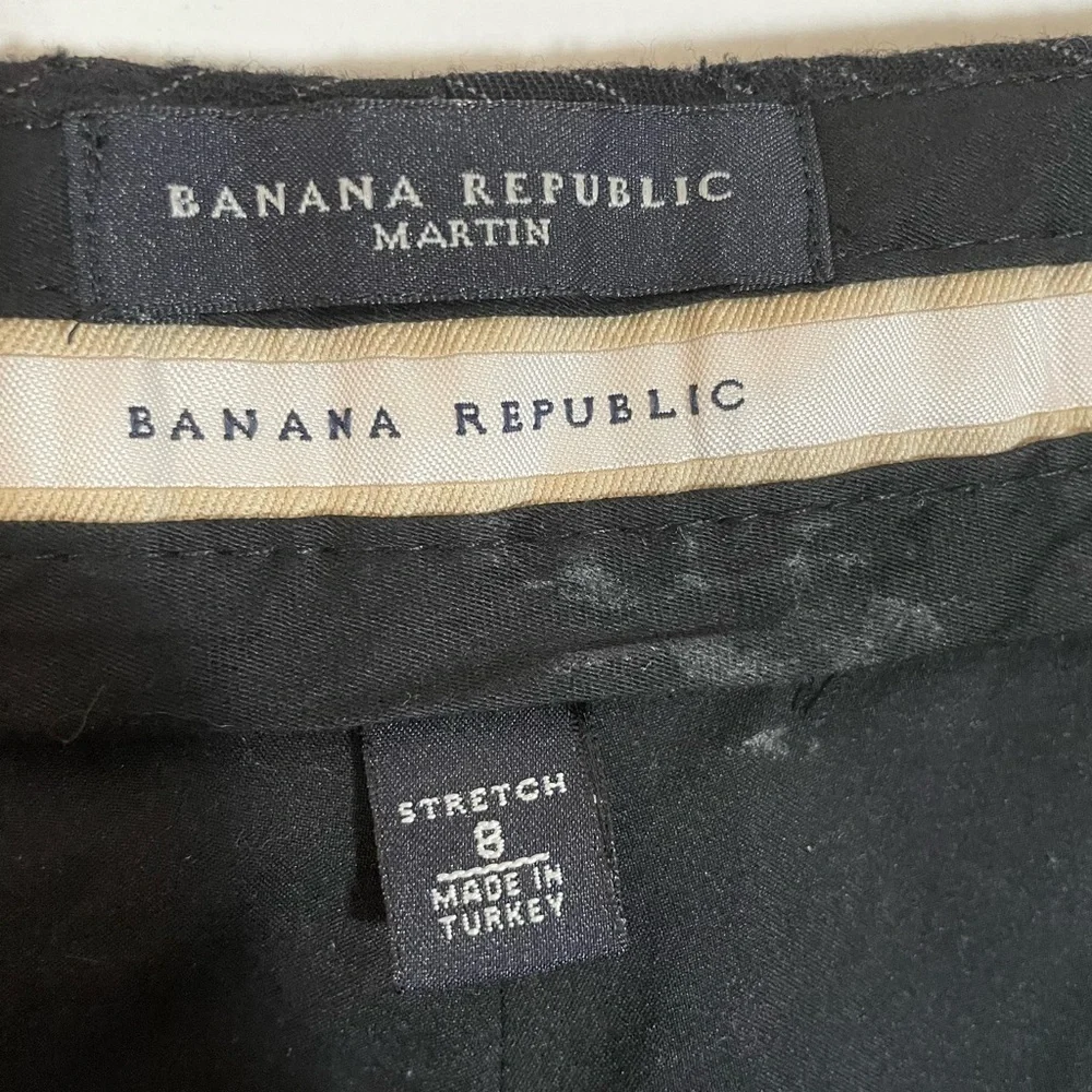 Banana Republic Martin Black Pinstripe Lined Dress Pants 95% Wool Womens Size 8